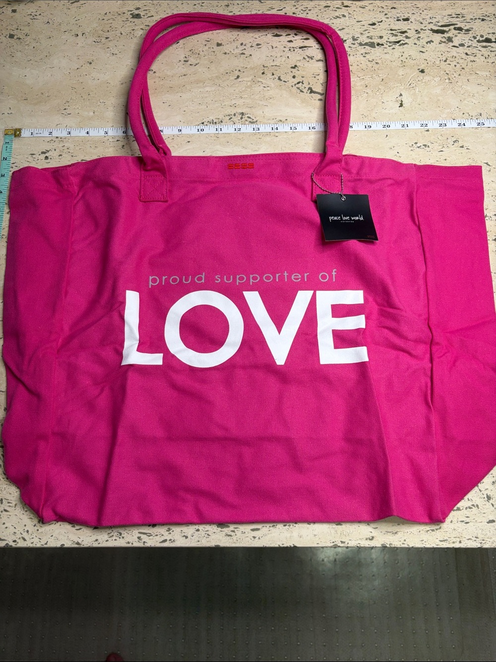 Peace Love World Canvas Tote